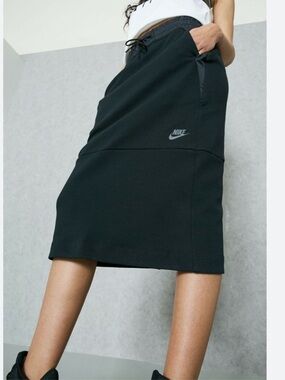 Rare Nike Sportswear Tech Fleece Midi Skirt Black M
